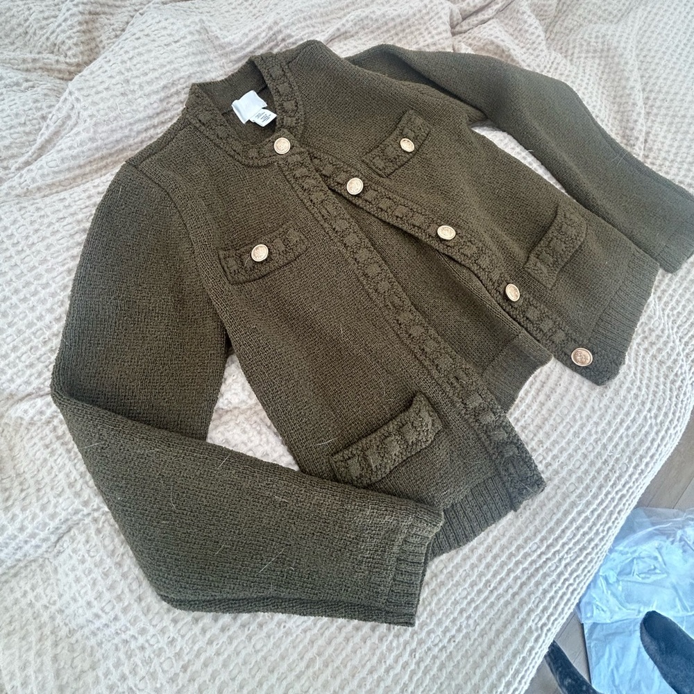 H&M Olive Green Knit Sweater Blazer